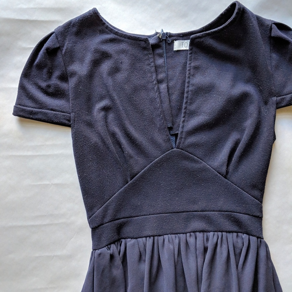 Tobi bodycon + chiffon dress